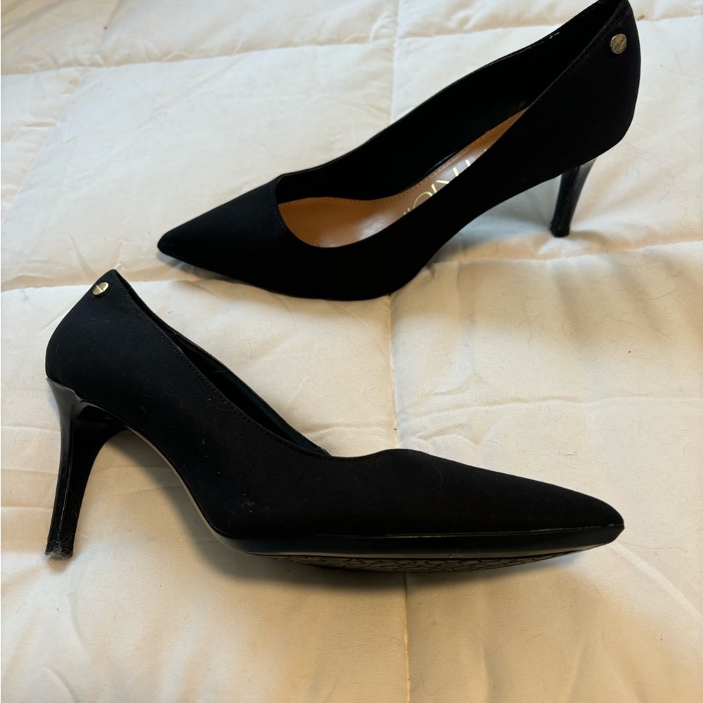 Calvin Klein Black Fabric Pointed-Toe Stiletto Heels